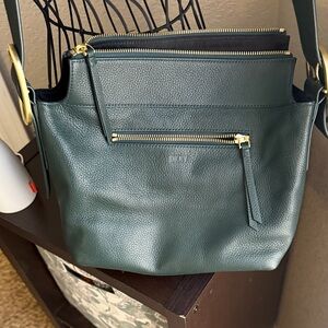 DKNY Dark Green Leather Shoulder Bag